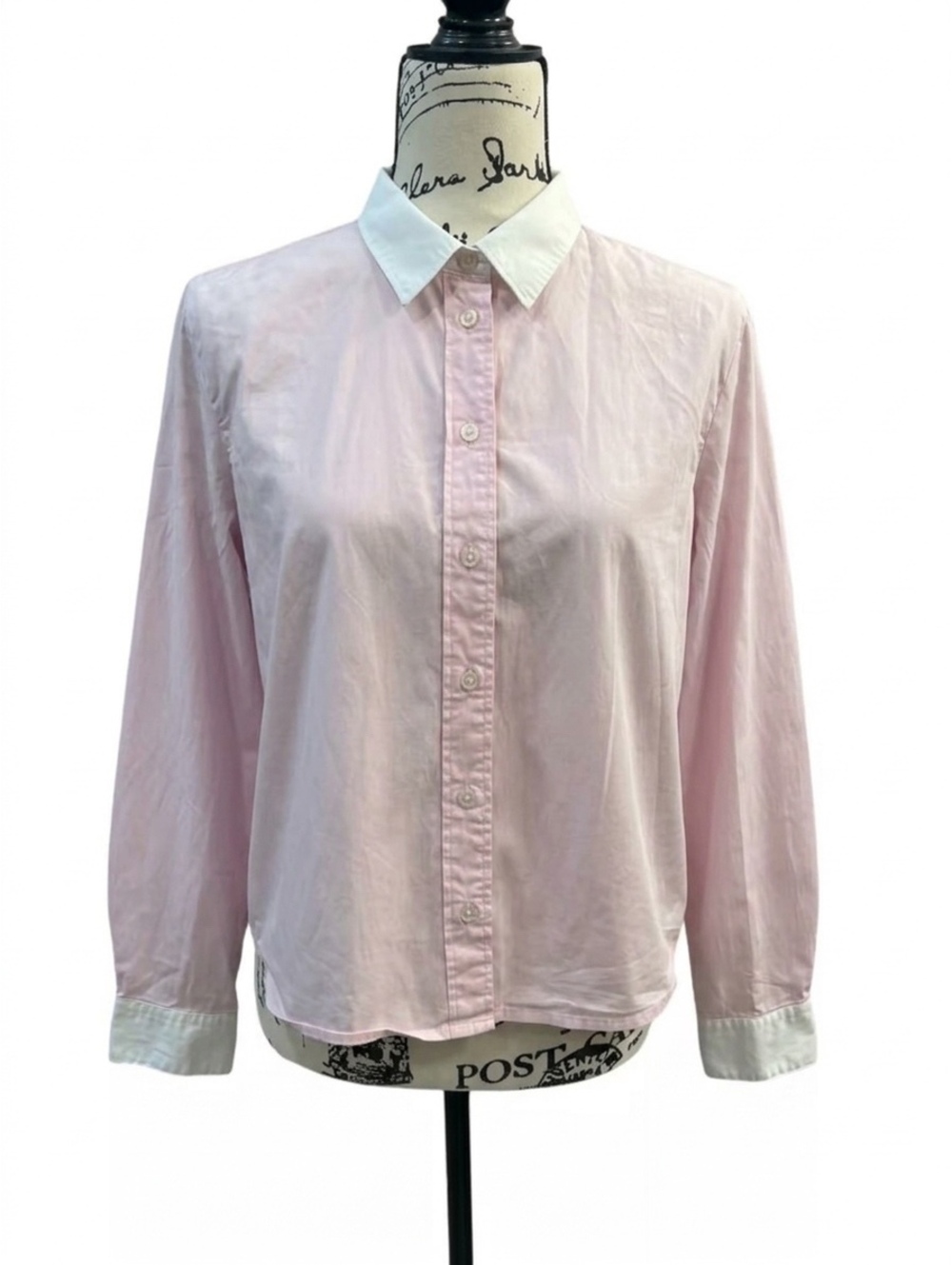 J.Crew Pink Contrast White Collar Long Sleeve Button Up Shirt Size M